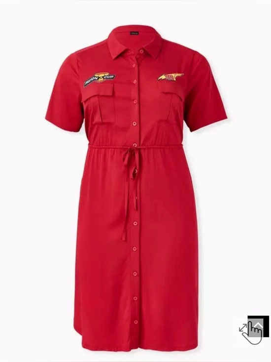 torrid Dresses & Skirts - Disney Pixar Red Piston Cup Mechanic shirt dress